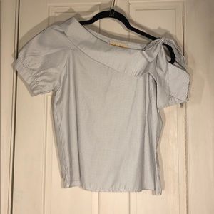 Boat Neck Half Cold Shoulder Blouse